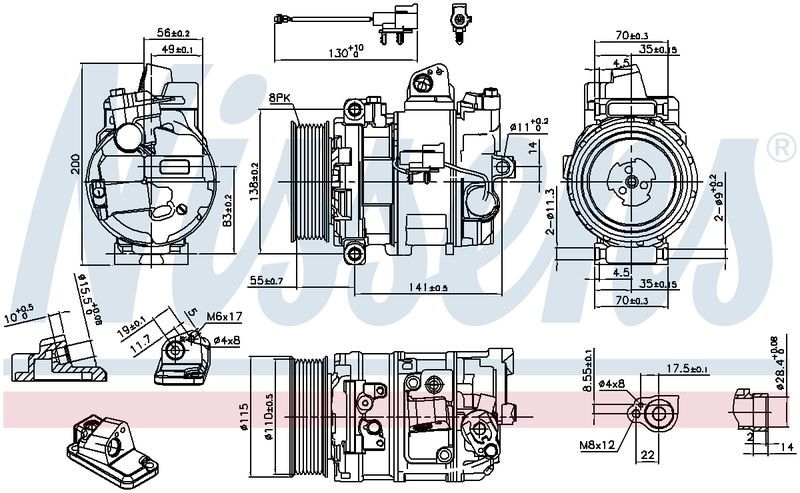Nissens COMPRESSOR LANDROVER, RANGE ROVER 04-06 2.7L 7SEU17C CM5590N