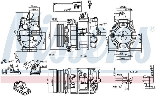 Nissens COMPRESSOR LANDROVER, RANGE ROVER 04-06 2.7L 7SEU17C CM5590N
