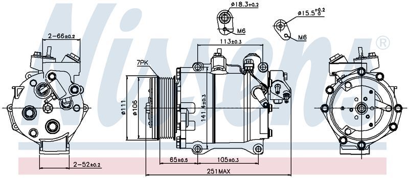 Nissens COMPRESSOR HONDA CRV RE RM 2.4L PET 2/07-7/17 TRSE090A 7PV 12V CM5608N