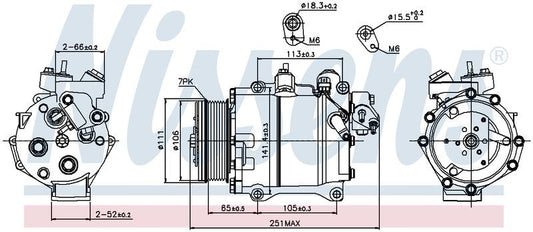 Nissens COMPRESSOR HONDA CRV RE RM 2.4L PET 2/07-7/17 TRSE090A 7PV 12V CM5608N