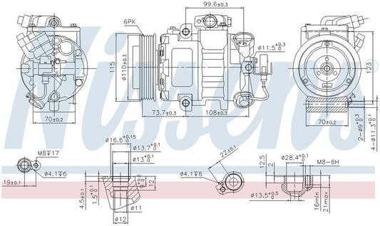 Nissens COMPRESSOR VW GOLF 02- LUPO1.4L 00-POLO 1.9L 11/01- SEAT IBIZA CM5615N