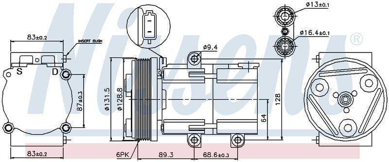 Nissens COMPRESSOR FORD ESCAPE BA ZA ZB 3.0L PET 01-06, MAZDA TRIBUTE CM5744N