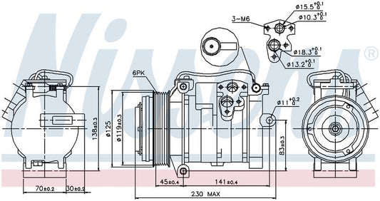 Nissens COMPRESSOR JEEP GRAND CHEROKEE WH 3.0L DSL 6/05-1/11 10S17C CM5824N