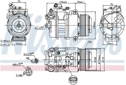 Nissens COMPRESSOR BMW 5 SERIES 530D 535D 535I F07 F10 6/10- 7 SERIES CM5876N