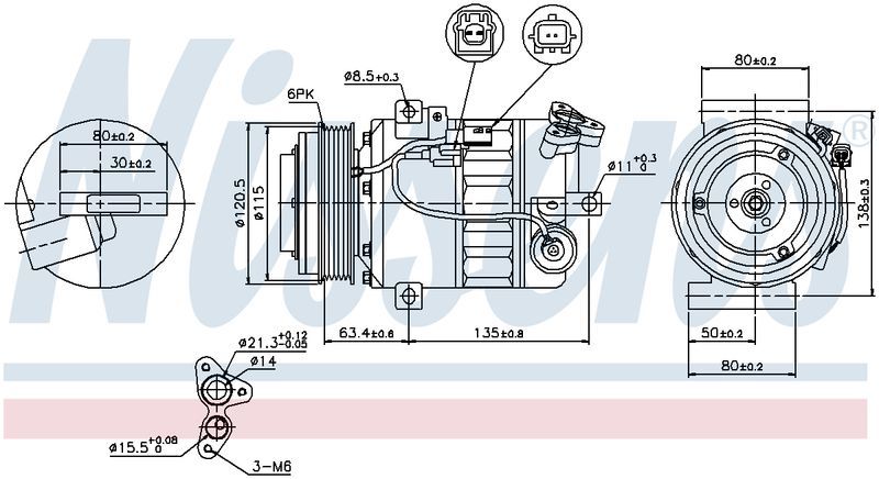 Nissens COMPRESSOR NISSAN X-TRAIL T31 1/11- 2.0L PET NISSAN SERENA C25 CM5892N