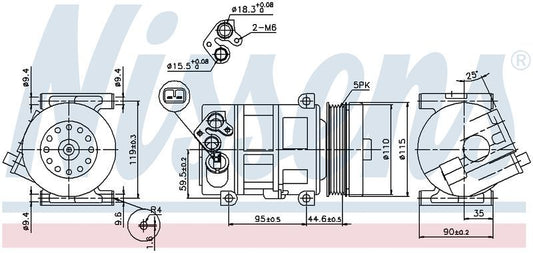 Nissens COMPRESSOR FIAT DOBLO 1.4L 02/10- FIAT PUNTO1.4L -10/05 5SL12C CM5922N