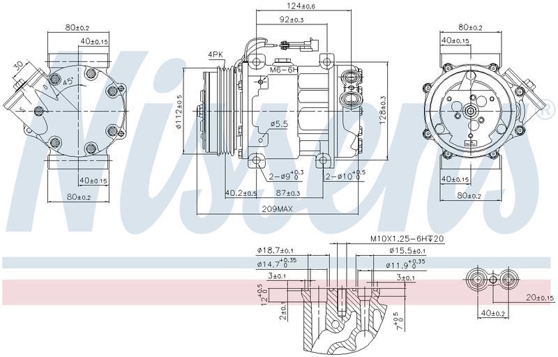 Nissens COMPRESSOR FIAT DUCATO 2.3L 03-10/14 3.0L 2/07-1/12 SD7V16 4PV CM7883N
