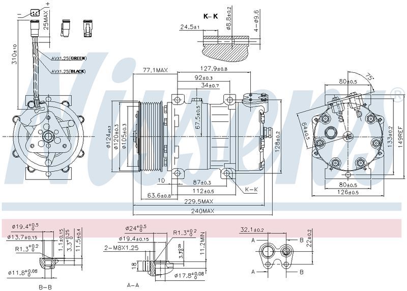 Nissens COMPRESSOR SCANIA R SERIES 11-ON SD7H15 24V 10PV 120MM PAD CM8295N