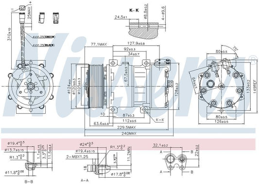 Nissens COMPRESSOR SCANIA R SERIES 11-ON SD7H15 24V 10PV 120MM PAD CM8295N