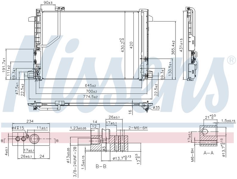 Nissens CONDENSER MERCEDES C CLASS W204 S204 07-ON E CLASS W212 S212 CN6575N