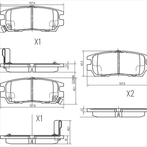 REAR BRAKE PADS SET MITSUBISHI PAJERO DELICA  DB1231F