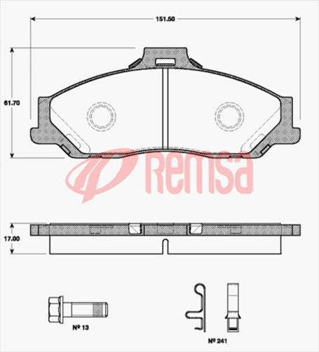 Remsa DB1366 UC FRONT DISC BRAKE PADS - MAZDA B SERIES B SER 4WD 9