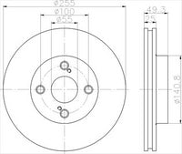 PROSELECT FRONT BRAKE ROTOR TOYOTA COROLLA 255 mm 2001-
