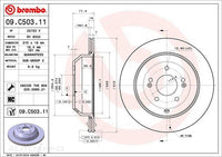 BRAKE ROTOR REAR  KIA SORENTO 15> 315*18*16.4 VENT 09.C503.11