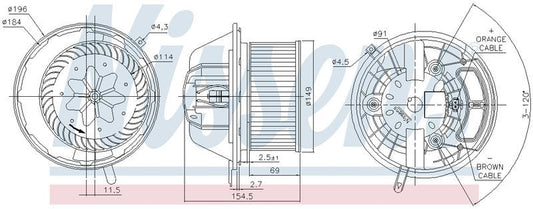 Nissens AC BLOWER MOTOR MERCEDES A CLASS W169 04-13, B CLASS EM7053N