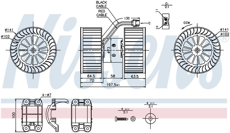 Nissens AC BLOWER MOTOR BMW E46 3 SERIES 99-06, X3 E83 04-11 EM7054N