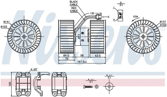 Nissens AC BLOWER MOTOR BMW E46 3 SERIES 99-06, X3 E83 04-11 EM7054N