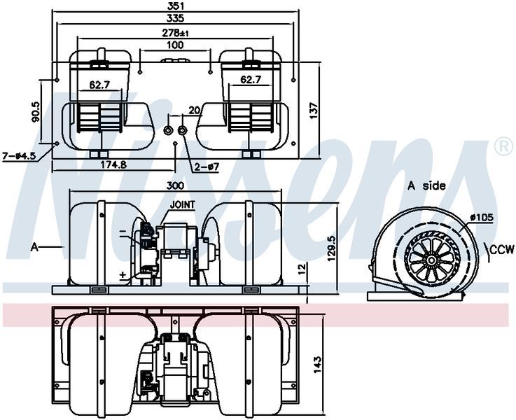 Nissens AC BLOWER MOTOR DAF CF XF SERIES 99-ON EM7055N