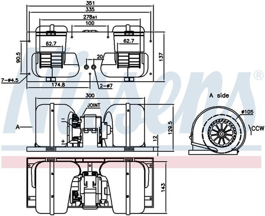 Nissens AC BLOWER MOTOR DAF CF XF SERIES 99-ON EM7055N