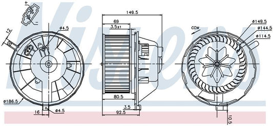 Nissens AC BLOWER MOTOR AUDI A3 8P 06-12, VW CADDY 10-15 EM7056N