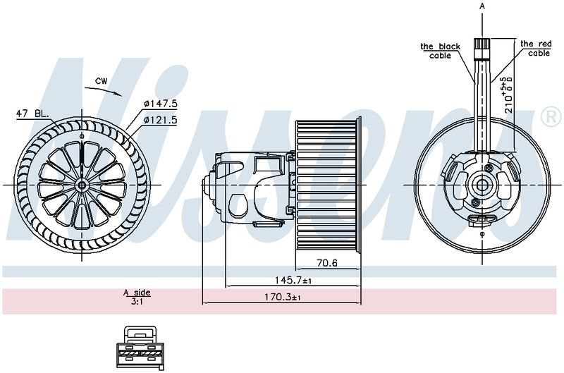Nissens AC BLOWER MOTOR BMW F07 F10, F11 5 SERIES 10-17 EM7058N