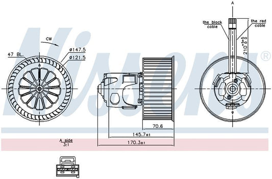 Nissens AC BLOWER MOTOR BMW F07 F10, F11 5 SERIES 10-17 EM7058N