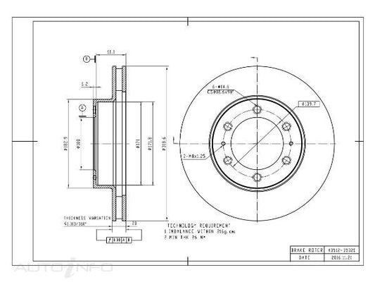 OE+ BRAKE DISC FRONT SUITABLE FOR TOYOTA 319mm - DR9768V