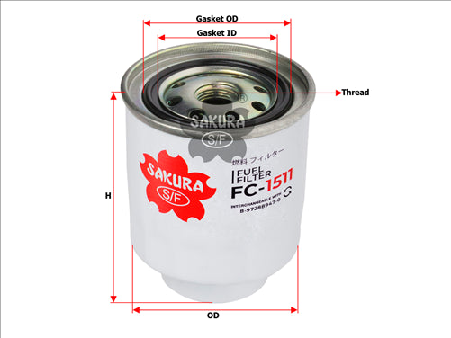 Sakura FUEL FILTER FITS Z783 WCF142 8972889470 FC-1511