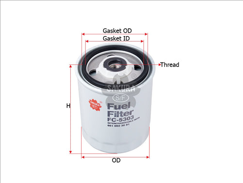 Sakura FUEL FILTER FITS Z556 WCF216 WZ556 FC-5303