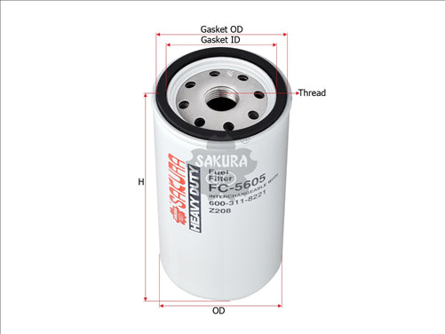 Sakura FUEL FILTER FITS P550410 600-311-8221 0968AF8164 FC-5605