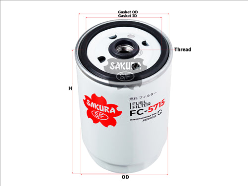 Sakura FUEL FILTER FITS WCF117 3192226910 FC-5708-2 FC-5715