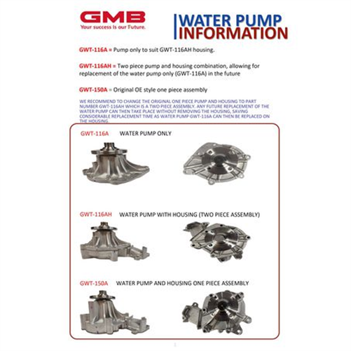 GMB PREMIUM WATER PUMP TOYOTA 1KD-FTV 2KD-FTV 1KZ 1piece hsg