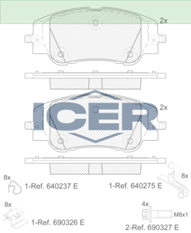 ICER FRONT BRAKE PAD SET PEUGOET 2008 CITROEN C4 2019> - 182430