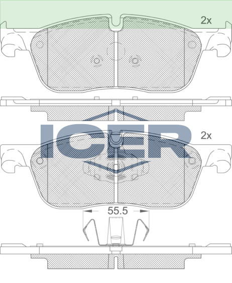 ICER FRONT DISC PAD SET JAGUAR XE XF F-PACE - 182236-203