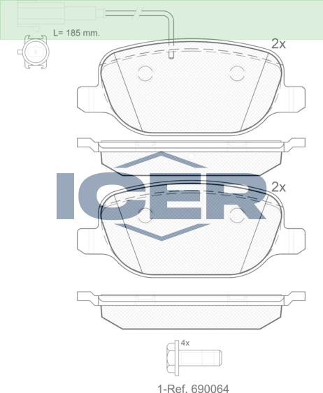 ICER DISC PADS REAR ALFA ROMEO GUILIETTA - 181996-203
