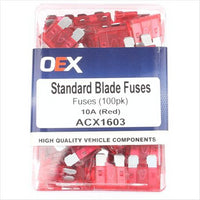 OEX Standard Blade Fuse 10A Red 100 Pce