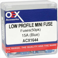 OEX Micro Blade Fuse 15A Blue 50 Pce
