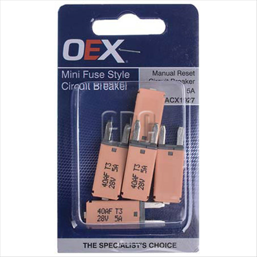 OEX 5A Mini Fuse Style Circuit Breaker Manual Reset