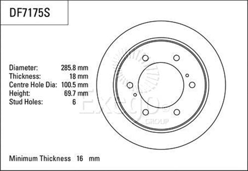 TRW Disc Brake Rotor 285.8mm x 16 min