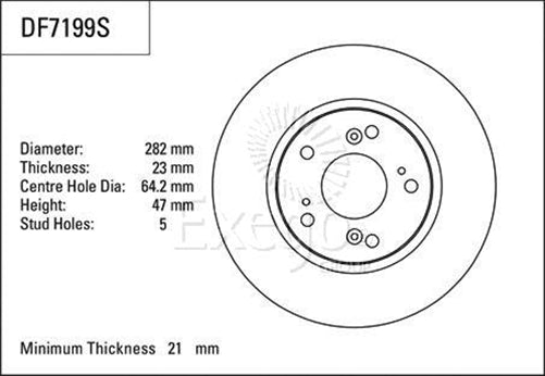 TRW Disc Brake Rotor 282mm x 21 Min