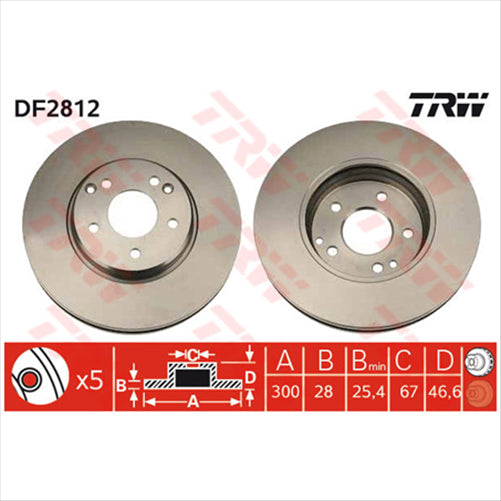 TRW Disc Brake Rotor 300mm x 25.4 Min