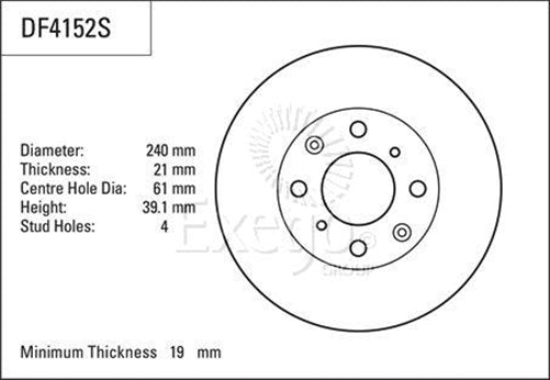 TRW Disc Brake Rotor 240mm x 19 Min