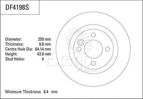 TRW Disc Brake Rotor 258.7mm x 8.4 Min