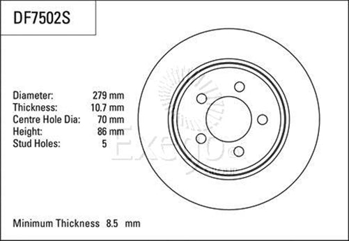 TRW Disc Brake Rotor 279mm x 8.5 Min