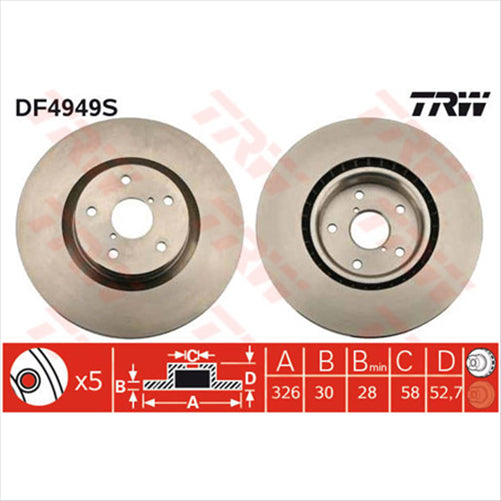TRW Disc Brake Rotor 326mm x 28 Min