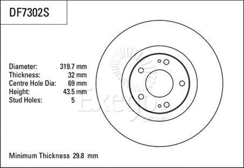 TRW Disc Brake Rotor 319.7mm x 29.8 min