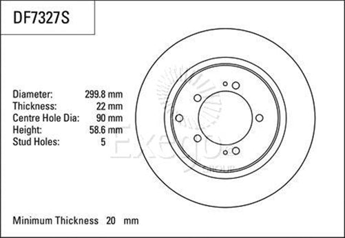 TRW Disc Brake Rotor 299.8mm x 20 min