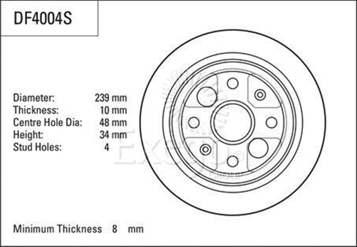 TRW Brake Rotor 239mm X 8 Min
