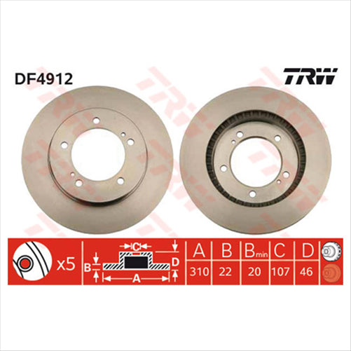 TRW Disc Brake Rotor 310mm x 20 Min