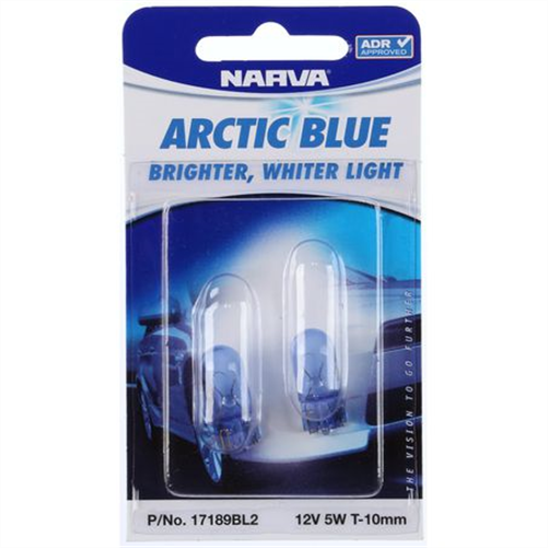 Narva W5W Wedge W2.1x9.5d Premium Artic Blue Globe 12V 5W